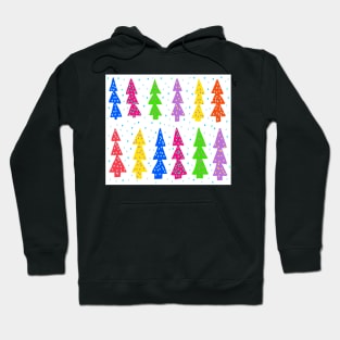 Festive Christmas Trees in Rainbow Colors Hoodie